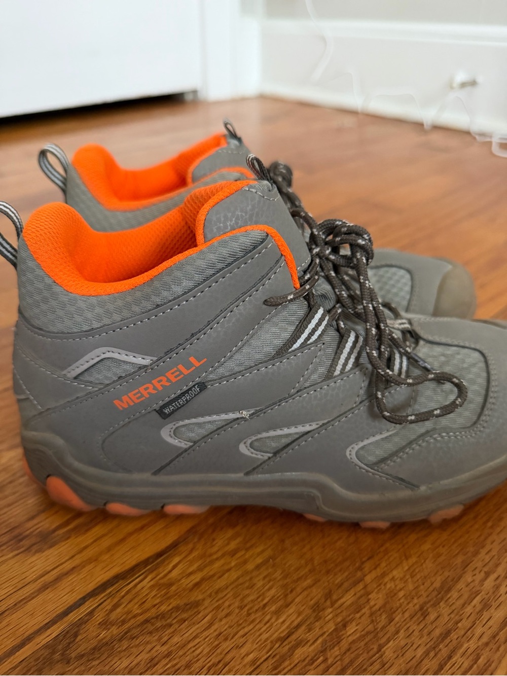 Merrell Kids Gray and Orange Waterproof Trail Boots